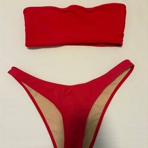 Zaful Red Bandeau Bikini Set